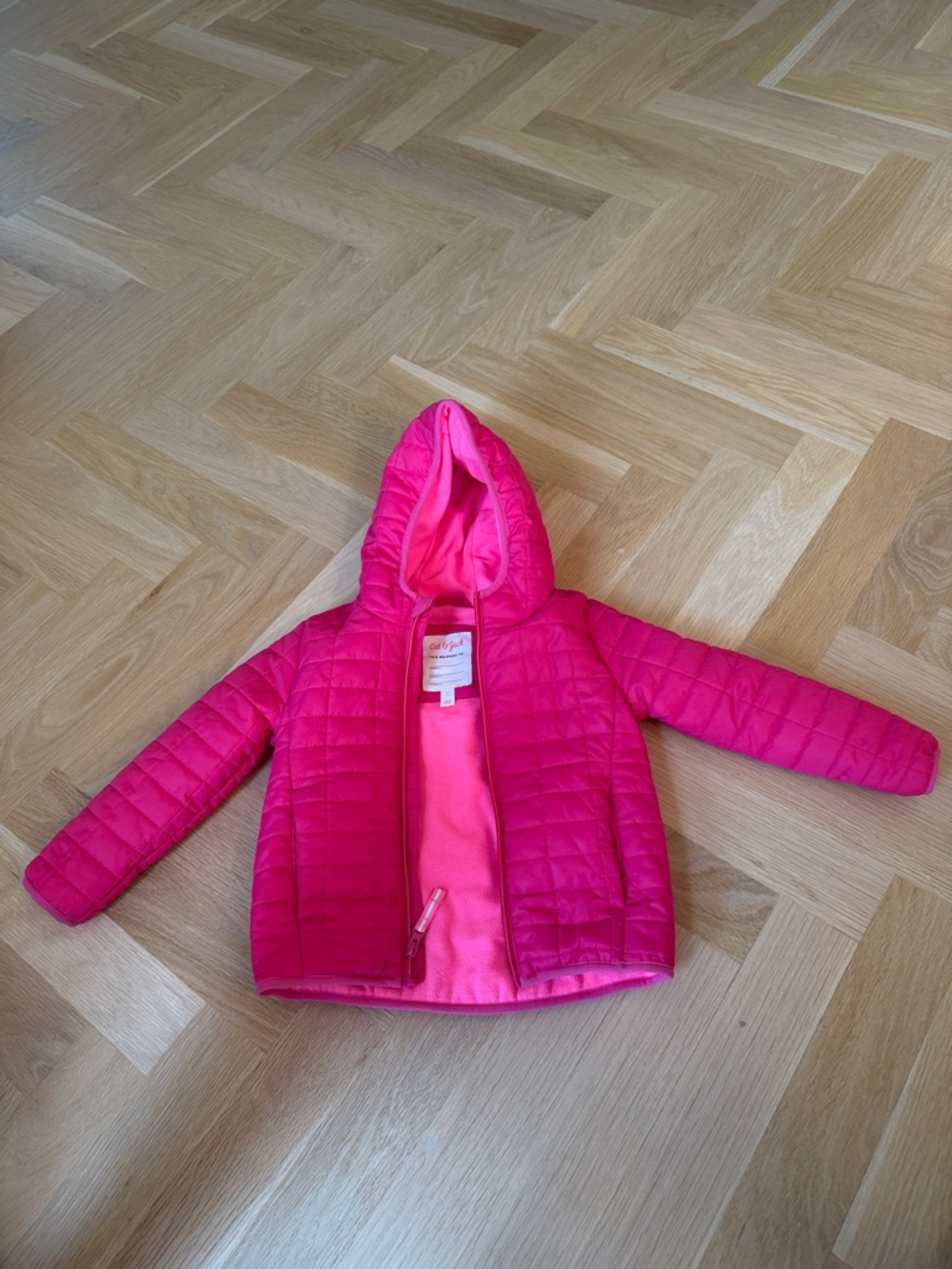 Cat & Jack Bright Pink Hooded Puffer Jacket